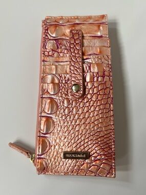 Brahmin Melbourne Slim Card Wallet Bellini Peach